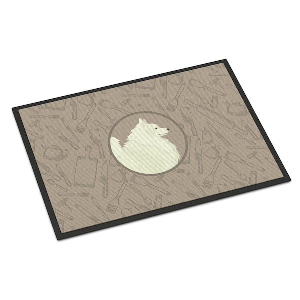 Carolines Treasures 24 x 36 in. Spitz in the Kitchen Indoor or Outdoor Mat CK2212JMAT - main
